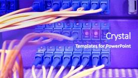  Presentation with network cabling - PPT theme featuring network hub and patch cables background and a  colored foreground