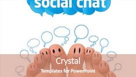  Presentation with community service happy volunteer group - Audience pleasing theme consisting of network icon - happy group of finger smileys backdrop and a coral colored foreground