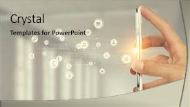  Presentation with social media network - Slide set featuring network icon - social media and cloud computing background and a light gray colored foreground