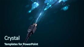  Presentation with electric cable - Amazing presentation theme having network icons on world map backdrop and a  colored foreground