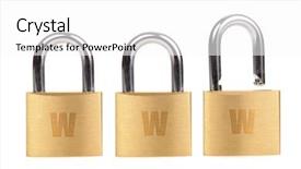  Presentation with network security - Beautiful presentation theme featuring network intrusion - three golden padlocks - two backdrop and a  colored foreground