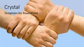  Presentation with network - Presentation theme with network leadership - image of crossed hands isolated background and a coral colored foreground