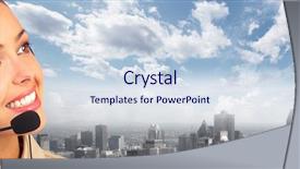  Presentation with call center - Amazing theme having network marketing - call center operator woman backdrop and a sky blue colored foreground