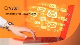  Presentation with computer network - PPT layouts enhanced with network marketing - concept of sending e-mails background and a gold colored foreground