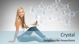  Presentation with technology education - Presentation theme enhanced with network marketing - education technology internet and networking background and a light blue colored foreground