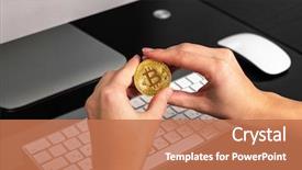  Presentation with network marketing - PPT layouts featuring network marketing - girl holds a crypt background and a coral colored foreground