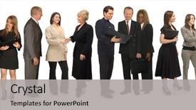 Presentation with business networking - PPT theme enhanced with network marketing - group of corporate business people background and a light gray colored foreground