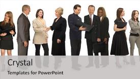  Presentation with business networking - PPT theme consisting of network marketing - group of corporate business people background and a light gray colored foreground