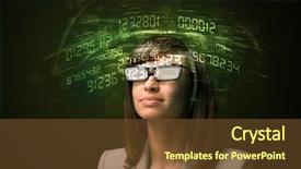  Presentation with high tech - Cool new PPT theme with network marketing women - business woman looking at high backdrop and a tawny brown colored foreground