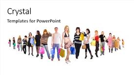  Presentation with crowd - Beautiful presentation theme featuring network marketing women - sale crowd concept backdrop and a white colored foreground