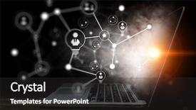  Presentation with monitoring - Cool new presentation theme with network monitoring - social connection and networking mixed backdrop and a dark gray colored foreground