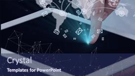  Presentation with social media - Presentation theme featuring network-of-connection-and-social background and a navy blue colored foreground