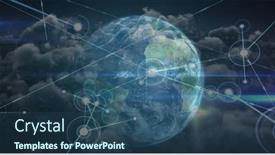  Presentation with spinning globe - Slide deck consisting of network-of-connection-over-spinning background and a  colored foreground