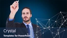  Presentation with blue global - Slides having network-of-connections-against-businessman background and a ocean colored foreground