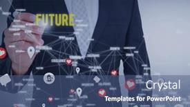  Presentation with business networking - Audience pleasing slide deck consisting of network-of-digital-icons-against backdrop and a ocean colored foreground