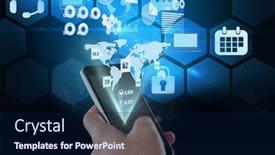  Presentation with business networking - Cool new PPT layouts with network-of-digital-icons-against backdrop and a navy blue colored foreground