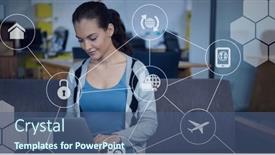  Presentation with business networking - Slide set consisting of network-of-digital-icons-against background and a ocean colored foreground