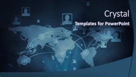  Presentation with blue global - Presentation theme featuring network-of-multiple-profile-icons background and a navy blue colored foreground