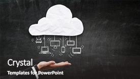  Presentation with remote - Presentation theme featuring network of remote service mixed media background and a dark gray colored foreground