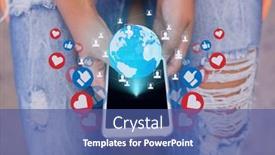  Presentation with social media - Slide set with network-of-social-media-icons background and a ocean colored foreground