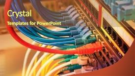  Presentation with network cable - Beautiful slide set featuring network panel hub and cables backdrop and a tawny brown colored foreground