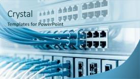  Presentation with network cable - PPT theme enhanced with network panel switch and cable background and a  colored foreground