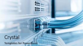  Presentation with network cable - Beautiful theme featuring network panel switch and cable backdrop and a light blue colored foreground