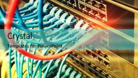  Presentation with network cable - Audience pleasing theme consisting of network panel switch and cable backdrop and a teal colored foreground