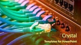  Presentation with network cable - PPT theme with network panel switch and cable background and a tawny brown colored foreground