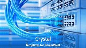  Presentation with network cable - Presentation theme having network panel switch and cable background and a teal colored foreground