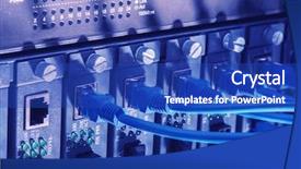  Presentation with network cable - Beautiful presentation theme featuring network panel switch and cable backdrop and a cobalt blue colored foreground