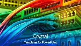  Presentation with network cable - Amazing slide set having network panel switch and cable backdrop and a ocean colored foreground