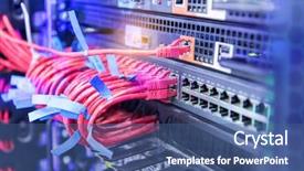  Presentation with network cable - Presentation consisting of network panel switch and cable background and a ocean colored foreground
