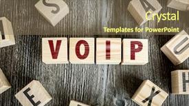  Presentation with voip - Presentation design featuring network protocol - wooden blocks with the text background and a violet colored foreground