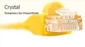  Presentation with connector - Amazing PPT layouts having network rj45 connector on a white background with a vanishing point perspective backdrop and a blonde colored foreground