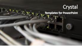  Presentation with information technology - PPT theme enhanced with network router - information transfer information technology equipment background and a dark gray colored foreground