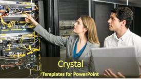  Presentation with team working together - Amazing PPT theme having network router - team of technicians working together backdrop and a tawny brown colored foreground