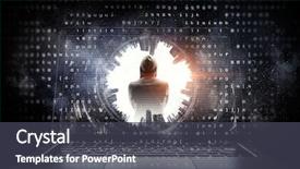  Presentation with crime media - Beautiful slide deck featuring network security and computer crime backdrop and a dark gray colored foreground