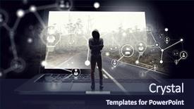  Presentation with crime media - PPT layouts with network security and computer crime background and a navy blue colored foreground