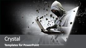  Presentation with security network - Colorful PPT layouts enhanced with network security and computer crime backdrop and a gray colored foreground
