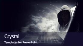  Presentation with network security - Amazing slide deck having network security and computer crime backdrop and a wine colored foreground