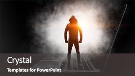  Presentation with security network - Theme having network security and computer crime background and a dark gray colored foreground