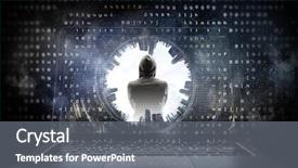  Presentation with crime media - Slide deck with network security and computer crime background and a gray colored foreground