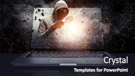  Presentation with security network - Amazing slide deck having network security and computer crime backdrop and a wine colored foreground