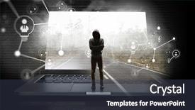  Presentation with crime media - Cool new PPT theme with network security and computer crime backdrop and a tawny brown colored foreground