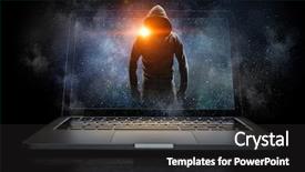 Presentation with security network - Cool new PPT layouts with network security and computer crime backdrop and a dark gray colored foreground