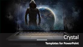  Presentation with crime media - Amazing slides having network security and computer crime backdrop and a dark gray colored foreground
