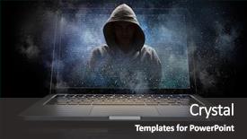  Presentation with crime media - Colorful presentation theme enhanced with network security and computer crime backdrop and a dark gray colored foreground