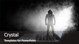  Presentation with security network - Audience pleasing theme consisting of network security and computer crime backdrop and a dark gray colored foreground
