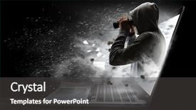  Presentation with crime media - Audience pleasing theme consisting of network security and computer crime backdrop and a dark gray colored foreground